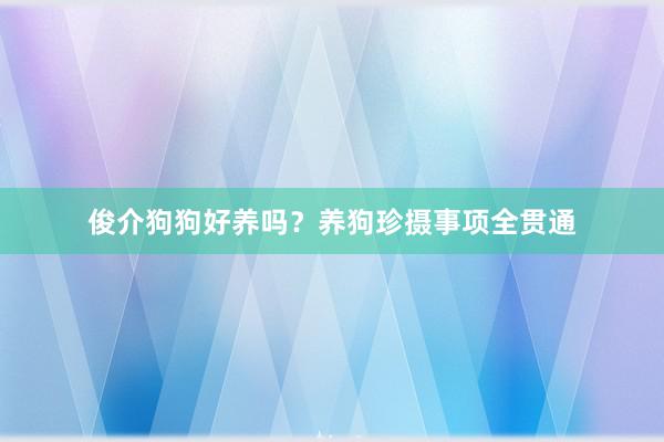 俊介狗狗好养吗?养狗珍摄事项全贯通